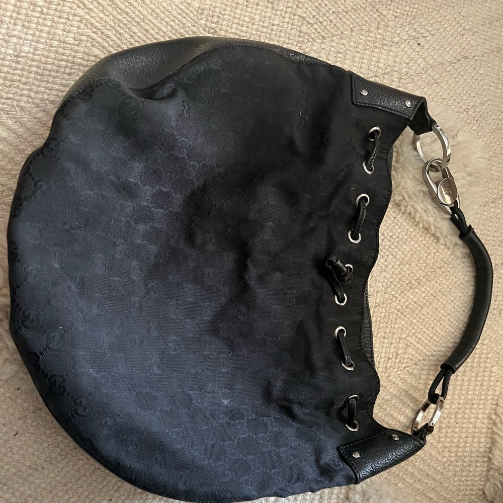Authentic black Gucci canvas shoulder bag - excellent used condition